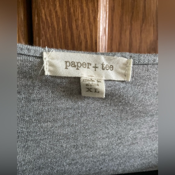 COPY - Paper & Tea Long sleeve faux wrap T-shirt V-neck 3/4 sleeve Drape front … - Picture 7 of 7